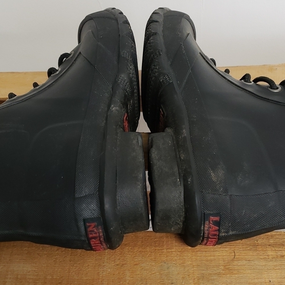 Lauren Ralph Lauren Mikenna Bo  Rain Boots Black Rubber 7B Lace Up VG… - Picture 7 of 13